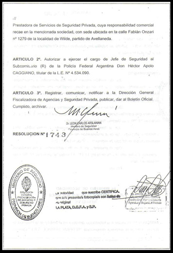 Ministerio Justicia y Seguridad de la Provincia de Buenos Aires (Frente)