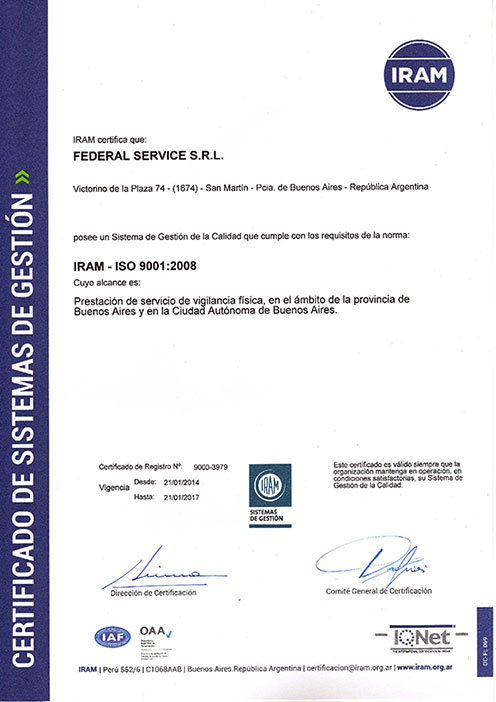 ISO 9001 FEDERAL 2017 PRESTACION 001