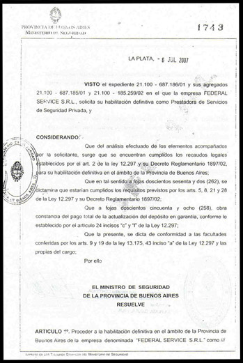 Ministerio Justicia y Seguridad de la Provincia de Buenos Aires